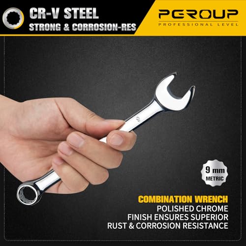 9mm Metric Combination Wrench, CR-V Steel with Mirror Polish, 12-Point Design, 15-Degree Offset, Perfect for Auto Repair, Household, Car & Truck Emergency - size: 9mm