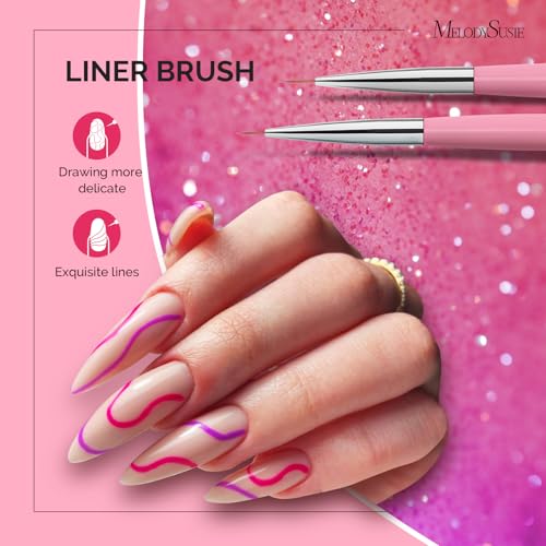 MelodySusie Nail Art Brushes Set, 6pcs Nail Art Design Pen Painting Tools - color: Pink, size: 6