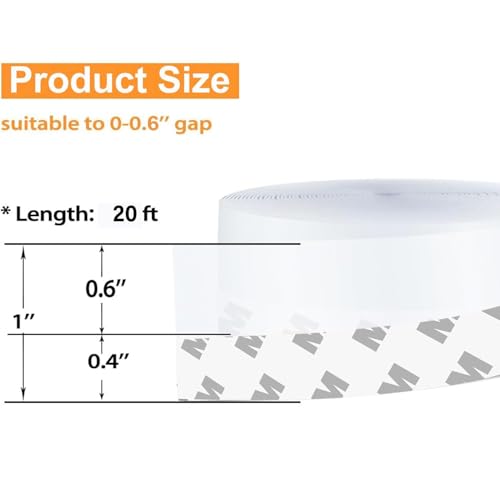 Weather Stripping Door Seal Strip Tape,Silicone Door Draft Stopper,Self Adhesive Shower Door Bottom Seal and Door Insulation Strip for Door Frame Windows and Glass Gaps 20 Ft (Transparent, 25mm) - size: 1 in x 20 ft