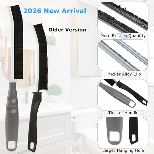 2026 NEW Ergonomic Anti-Slip Handle Grout Brush, 2Pcs Crevice Cleaning Brush, Hard Bristle Multi-Purpose Cleaning Tools, Small Cleaning Brush for Household Use Kitchen Bathroom, Right Hand - size: 2Pcs, style: Right Hand