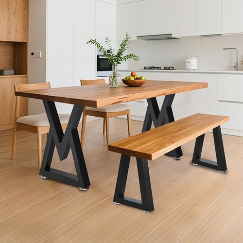 16 Inch Trapezoid Metal Table Legs for Bench, Coffee Table Legs, DIY Furniture Feets Set of 2, Including Screws and Adjustable Feet Pads, 16 Inch x 10.8 Inch - size: 16 '' Trapezoid