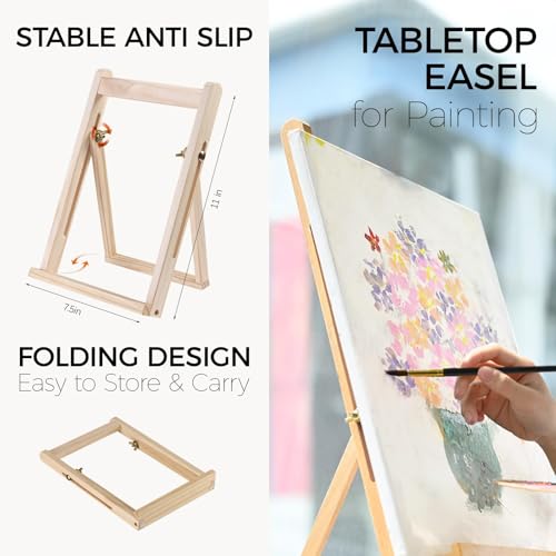 koseibal 24 Color Acrylic Paints Set with Tabletop Easel and Canvas Pad - color: 24x12ml+Easel-S