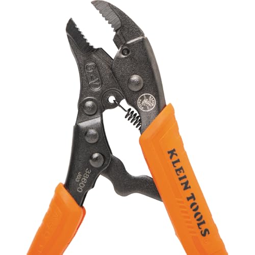 Klein Tools 38600 Curved Jaw Locking Pliers with Quick Release Handles, Intuitive Thumb Knob, High Torque, Mole Grips for Clamping and Gripping, 5-Inch - size: 5-Inch
