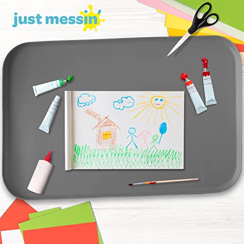 Just Messin’ Silicone Arts and Crafts Mat for Kids, 16" x 26", Gray - color: Gray, size: 16" x 26"