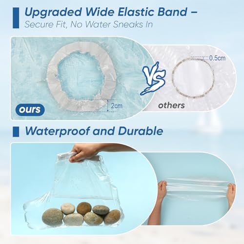 Heavy-Duty Waterproof Shoe Covers, 12 Pcs Disposable Rain Covers with Wide Elastic Band for Men & Women, One-Size Shoe Covers for Indoor and Outdoor Use
