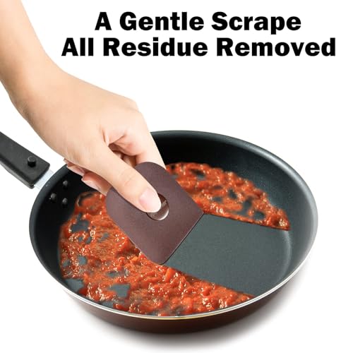 Pan Scraper, 5 Pcs Pot & Dish Scraper Plastic, Sturdy Scraper Kitchen Tool (Pack of 2) - color: Brown, size: 5 Pcs (Pack of 2)