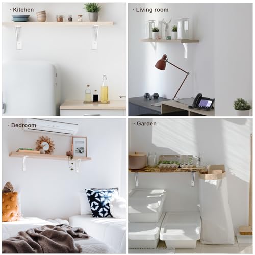 Shelf Brackets,White Shelf Brackets 6 x 4 Inch 4Pack - size: 4x6inch-white