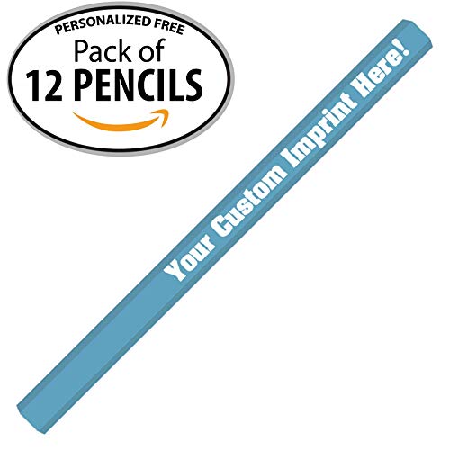 Express Pencils Sky Blue Custom Carpenter Pencil Personalized with your Name, Logo or Message Pack of 12 (Sky Blue) - color: Sky Blue