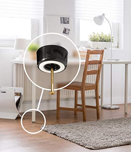 Slipstick CB511 1 Inch Tall Floor Protector Furniture Feet with Non Slip Rubber Grip (Set of 4) 2" Wide x 1" Height - Black Plastic - size: 1" Tall (4 Pack)