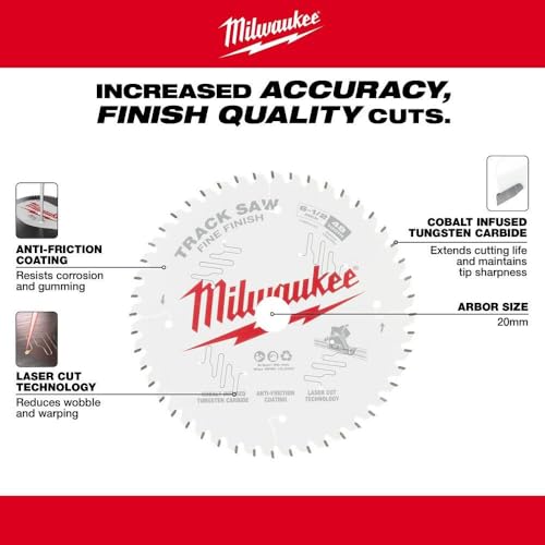 Milwaukee 48 Teeth Fine Finish Track Saw Blade, 165 mm Blade