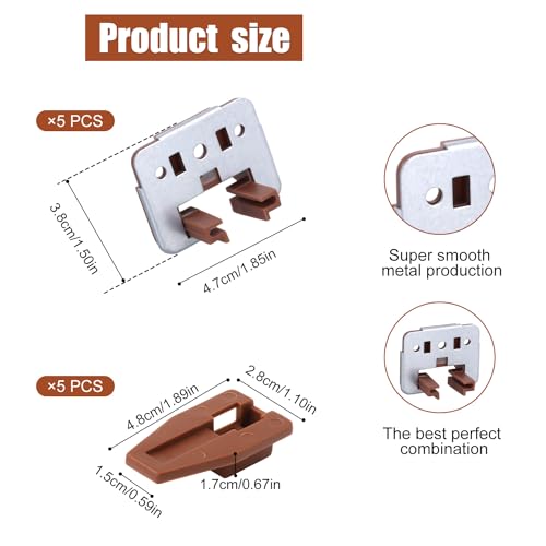 5 Sets Drawer Guide Glide for Kenlin Rite-Trak II #168, Stop & Metal Backing Drawer Slides with Screws Plastic Drawer Track Guide Replacement Repair Kit for Center Mount Drawer Dresser Nightstand
