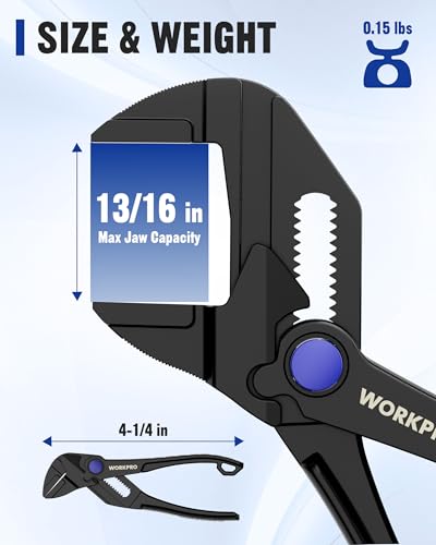 WORKPRO Mini Pliers Wrench, 4-Inch Wrench Pliers with Smooth Parallel Jaws - color: Black