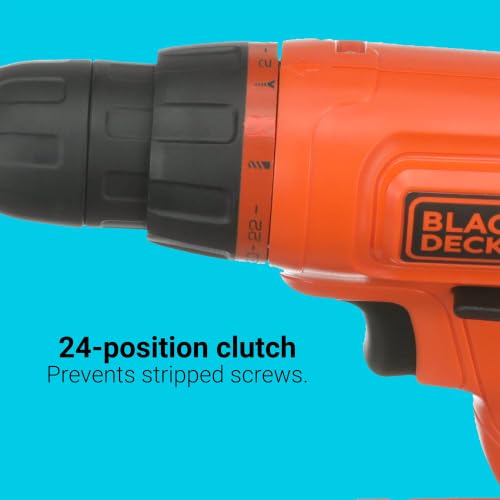 BLACK+DECKER 20V MAX* POWERCONNECT Cordless Drill Driver Kit with Drill Bit Set and Sockets, 100 pc. Tool Kit for Home, Battery and Charger Included, Orange (BDC120VA100)