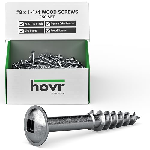 HOVR Solutions Zinc Plated Pocket Screws, #8 x 1-1/4in Square Drive, 250Pk