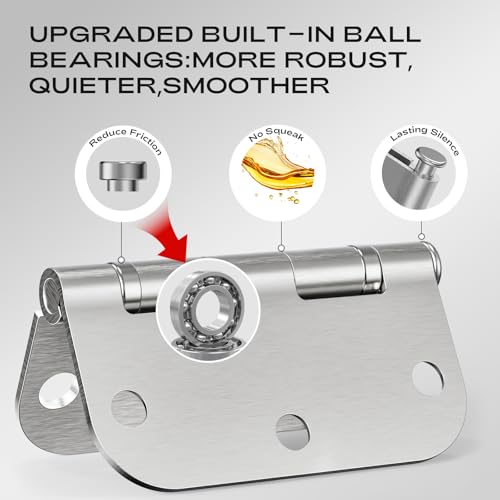 6 Pack Door Hinges Brushed Nickel 3.5 Inch 5/8" Radius Rounded - color: Satin Nickel Ball Bearing, size: 6 Pack