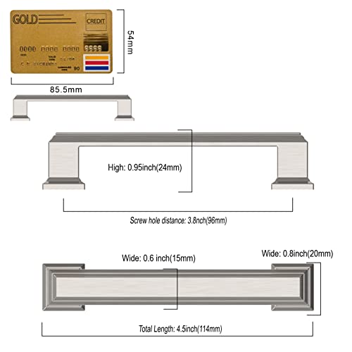 Amerdeco 10 Pack Brushed Satin Nickel Cabinet Pulls 3-3/4 Inch(96mm) Hole Center Cabinet Hardware Kitchen Cabinet Handles for Bathroom Drawer Pulls Dresser Pulls ZH0001 | Cabient Hardware Kitchen Cabinet Handles for Bathroom Drawer Pulls Dresser Pulls ZH0