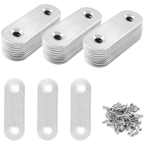 Jiozermi 24 Pcs Straight Brace, 2" x 0.6", Stainless Steel - size: Silver, 2” x 0.6”, 24 Pcs