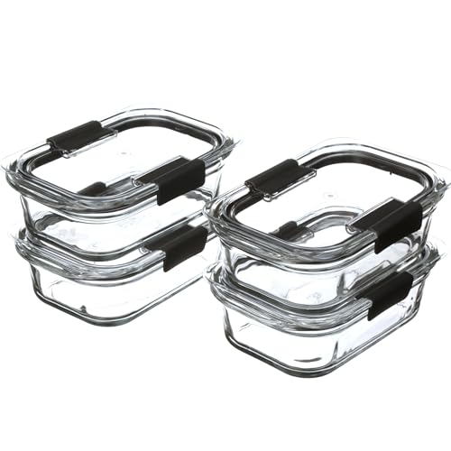 Rubbermaid Brilliance Glass Food Storage Containers, 3.2 Cup, Set of 4, BPA-Free, Leak-Proof, Clear - size: 3.2 Cup (8-Piece)