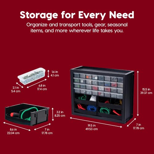 IRIS USA 32-Drawer Organizer with 4 Bins and Dividers, Garage Tool, Black - color: Black, size: 32 Drawer + 4 Bin