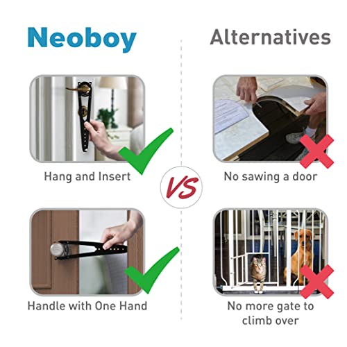 Neobay Cat Door Latch with Stabilizer, Keeps Dogs Out of Litter Box - color: Black 2 Packs
