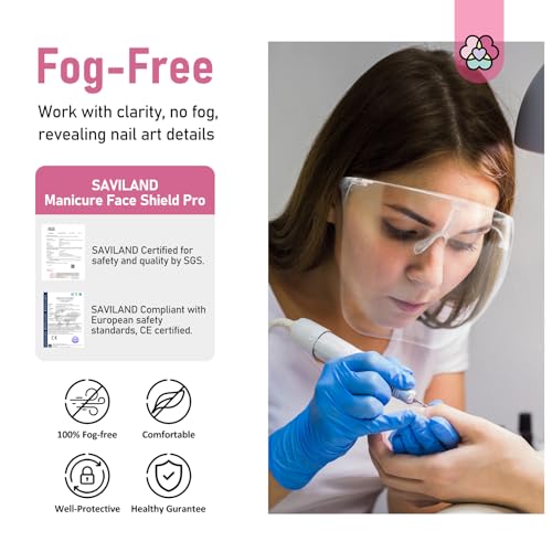 SAVILAND Anti Fog Clear Face Shield for Nail Drill Dust Splash Guard - size: 1 Count (Pack of 1)