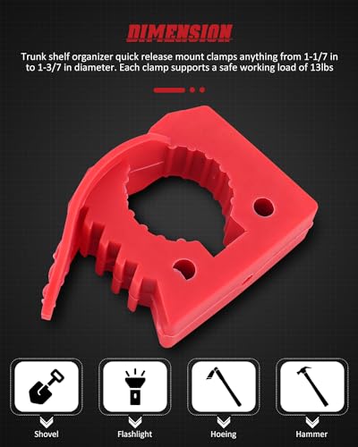 Overlanding Shovel Holder for Home, Off-road vehicle - size: 4 Pack Red