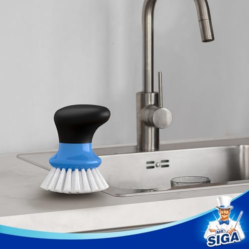 MR.SIGA Dish Scrub Brush, Palm Brush Dish Scrubber, Blue, Pack of 2 - color: Blue