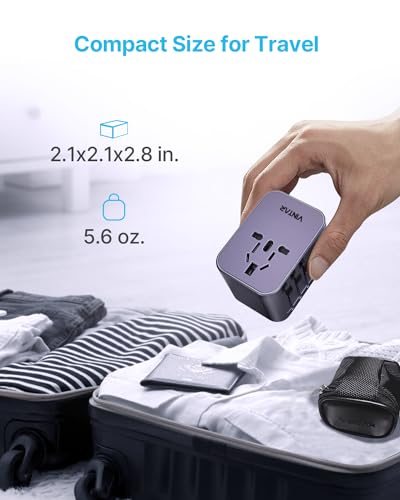 VINTAR Universal Travel Adapter 30W, 6-in-1 with 3 USB-C & 2 USB-A, Purple - color: 30W Purple