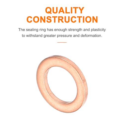MECCANIXITY 52 Pcs Flat Copper Washers, 6x10x1mm Copper Upgraded Flat Metric Sealing Crush Ring Washers for Hydraulic Fittings Screw Bolt Nut Electronic Repair - size: 6x10x1mm