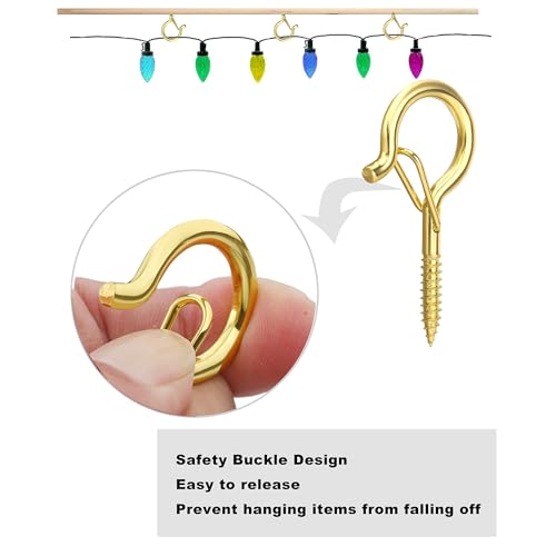 PlusRoc 20 Pack Screw Hooks for Hanging Plants Outdoor Lights(Gold) - color: Gold