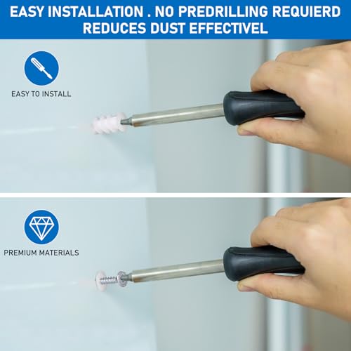 Self Drilling Drywall Anchors, 100PCS Heavy Duty Dry Wall Anchors and Screws Kit for Hanging Sheetrock, 50 Self-Tapping Plastic Drywall Hangers 50 Sheet Rock Screws - size: 50pcs
