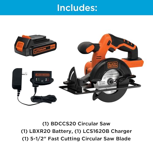 BLACK+DECKER 20V MAX POWERCONNECT 5-1/2 in. Cordless Circular Saw with Battery and Charger (BDCCS20C)
