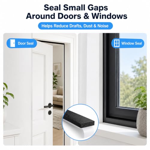 Thin Weather Stripping Foam Tape for Door & Window Seal | 1/8 Inch Thick Self Adhesive Foam Strip for Narrow Gaps, Draft Blocking, Noise Reduction & Vibration Cushioning - size: 1/4in x 1/8in x 32.8FT