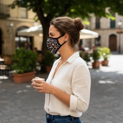 Cloth Face Mask for Women, Men - Reusable Fabric Masks with Nose Wire - color: 3 Pcs Mini Floral
