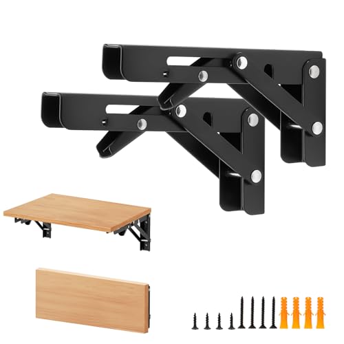 Matte Black Folding Shelf Brackets, 6 Inch, 4 Pack - size: 6 Inch