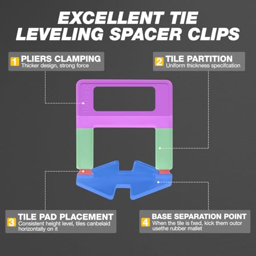 Tile Leveling System with Tile Plier - 600-Piece Tile Spacers Clips