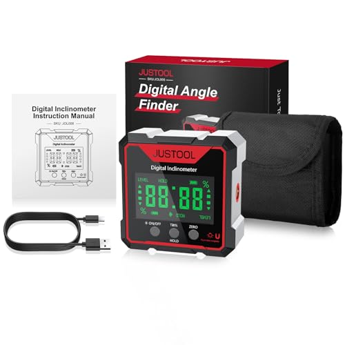 JUSTOOL Digital Angle Finder Magnetic Angle Gauge with Electronic Laser - color: Red