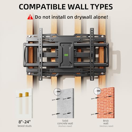 Full Motion TV Wall Mount for 55/65/75/85/86/90 inch TVs, Heavy Duty Sliding Bracket with Tool-Free Tilt up to 150 lbs, Wall Mount with Dual Articulating Arms, VESA 600x400mm, 12-24" Studs-USX MOUNT - size: 42-97inch