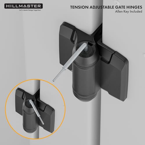 Heavy Duty Self Closing Nylon Gate Hinges for Square-to-Square Vinyl Fence,Pool Gate Hinges with Alignment Legs, No Rust&Adjustable Fence Door Hinges for Outdoor Metal&Vinyl Gates,Wood Gate, 2 Count