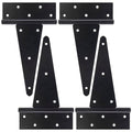 10 Inch T-Strap Gate Hinges, Shed Barn Door Hinges Heavy Duty, Black Tee Hinges for Wooden Fences, Yard Gate, Wrought Hardware Iron Rustproof (4 Pack/Set) - size: 10 Inch