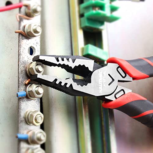 HAUTMEC 9" Linesman Pliers High Leverage Combination Pliers Multifunctional Heavy Duty Lineman Tools HT0271-PL - color: 9" Combination Pliers