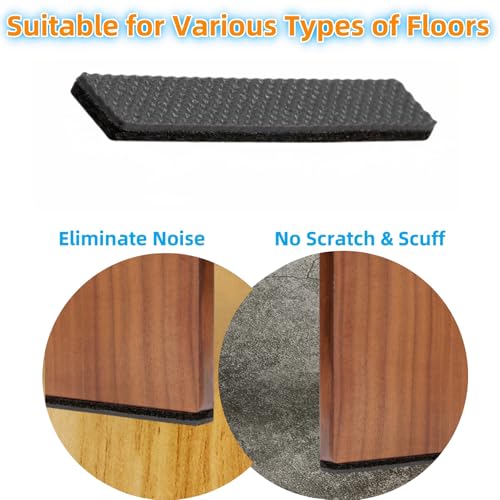 Non Slip Furniture Pads 1/2" x 3" Rubber Strips Self Adhesive Furniture Grippers Chair Leg Pads Rubber Chair Feet Anti Scratches Non Skid Furniture Pad Floor Protectors, 40 Pcs Rectangle - size: 0.5 x 3" Rectangle 40pcs