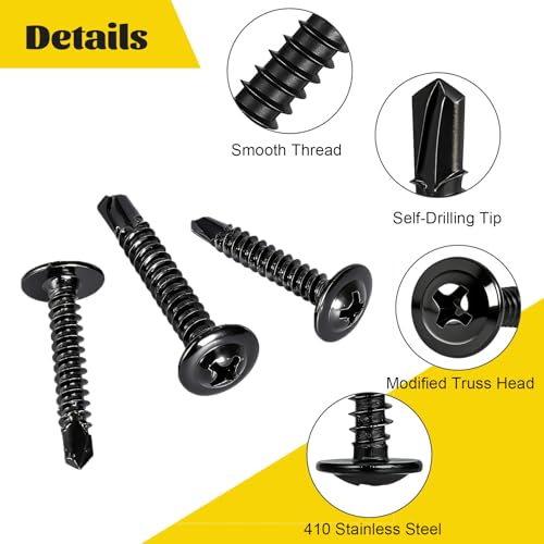 170Pcs #8#10 Modified Truss Head Self Tapping Sheet Metal Screws Kit - size: 445pcs #8#10 Black