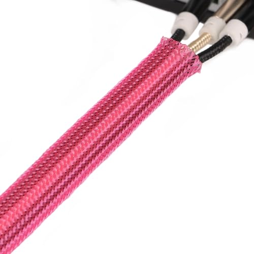 25ft PET Expandable Braided Cable Sleeve 1 inch(25mm) Pet Braided Cable Sleeve for Audio Video Device Wire Automotive Wire (Pink) - color: Pink, size: 25mm"(1 inch)