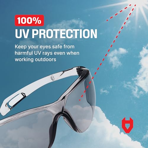NoCry Lightweight Tinted Safety Glasses with UV 400 Protection, Anti Fog and Anti Scratch Coating and Grey Wrap Around Lenses; ANSI Z87.1 Certified - color: Tinted