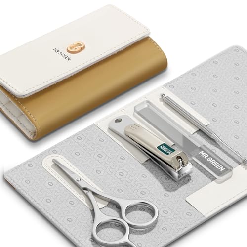 MR.GREEN Colorful Manicure Set Practical Pedicure Kits Nail Clippers Personal Care Tools Facial Hair Scissors with Fashion Case (Mr-6682 Light Yellow) - color: Mr-6682 Light Yellow