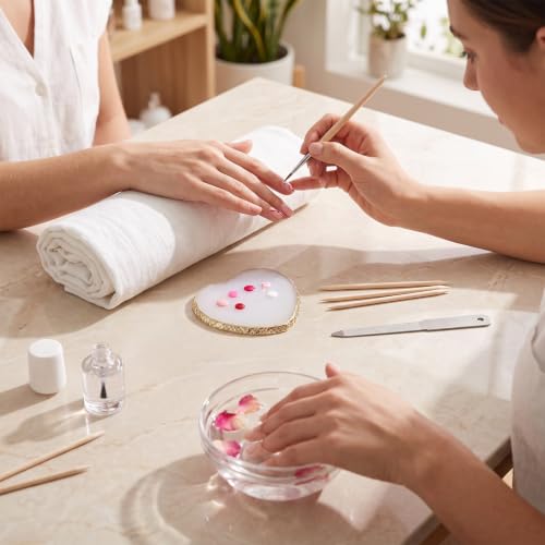 Ouligay 2PCS Nail Art Palette Gold Edge Resinnail Polish Palette Mixing Tool