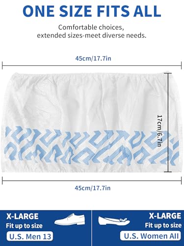 X-Large Shoe Covers Disposable Non-Slip, Non-Woven Fabric Boot Covers, Stretchable Fits Up to Size 13 US Men (White, 50 Pack) - color: White, size: 50 Pack