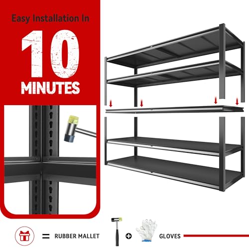 REIBII 78" H Garage Shelving,Heavy Duty Storage Shelves for Basement - size: 5-Tier,55" W x 26" D x 78" H