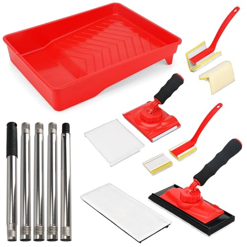 10-Piece Paint Edger Tool Kit with 360° Handle & Extension Poles